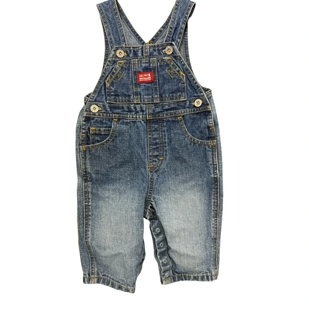 Vintage Old Navy Infant 6-12 months puppy logo y2k denim overalls jeans